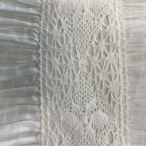 White Euro Summer Lace Trim Flare Dress Size 10 midi  Bodice Vacation Summer NWT - Picture 9 of 14